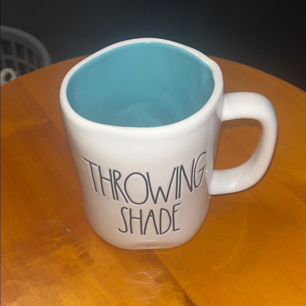 Throwing Shade by Rae Dunn White and Blue Ceramic Mug